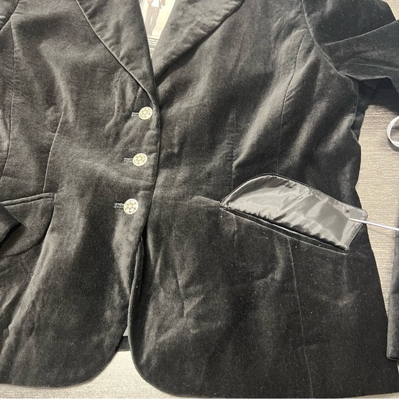 Vtg Y2K Black Velvet Whimsigoth Steampunk Vamp Blazer Jacket Corp Goth Size: 14 - Picture 9 of 16